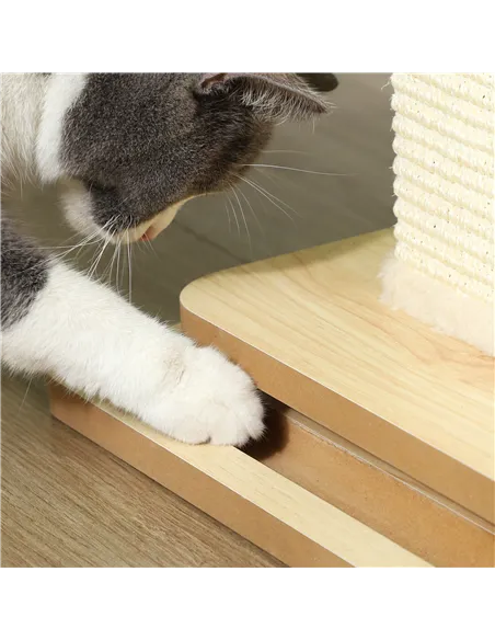 PawHut 3-in-1 Cat Scratching Post, 67cm Cat Scratcher w/ Track Ball Toy, Oak Tone