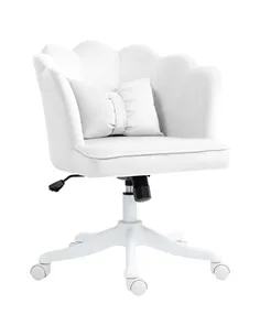 HOMCOM Velvet-Feel Petal Back Office Chair - White