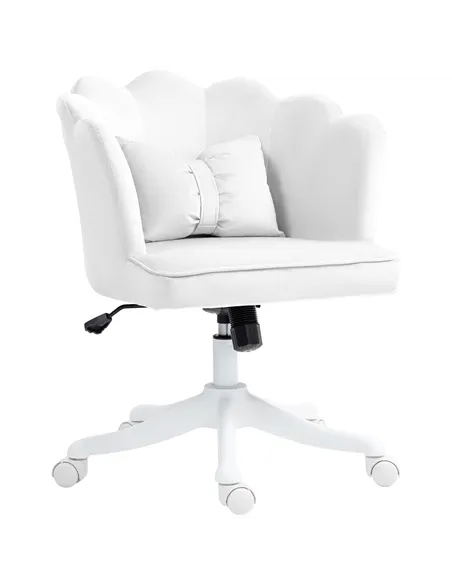 HOMCOM Velvet-Feel Petal Back Office Chair - White