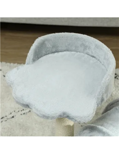 PawHut 47cm Small Cat Tree w/ Scratching Post, Bed, Cat Tunnel, Toy Ball, Grey