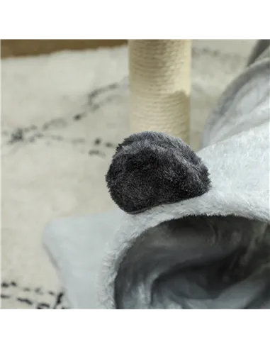 PawHut 47cm Small Cat Tree w/ Scratching Post, Bed, Cat Tunnel, Toy Ball, Grey