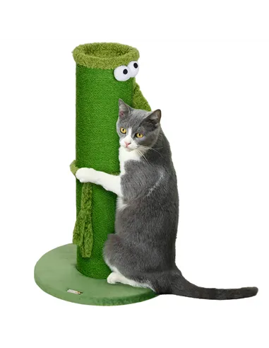 PawHut 63cm Cat Scratching Post for Indoor Cats, with Sisal Rope Cover, Large Base, Green
