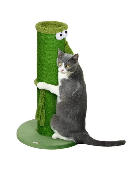 PawHut 63cm Cat Scratching Post for Indoor Cats, with Sisal Rope Cover, Large Base, Green