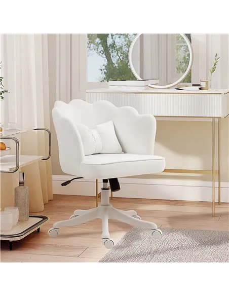 HOMCOM Velvet-Feel Petal Back Office Chair - White