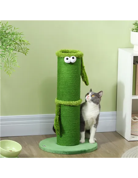 PawHut 63cm Cat Scratching Post for Indoor Cats, with Sisal Rope Cover, Large Base, Green