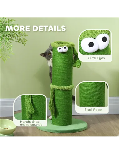 PawHut 63cm Cat Scratching Post for Indoor Cats, with Sisal Rope Cover, Large Base, Green