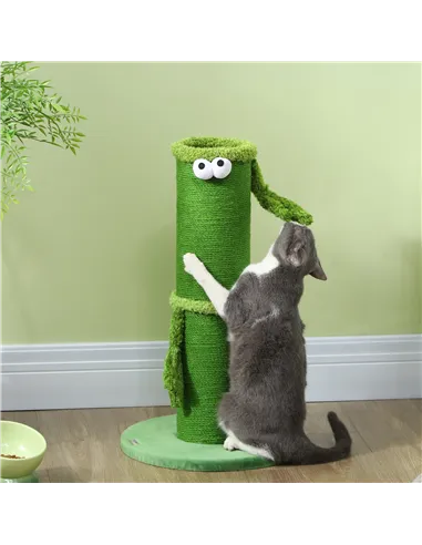 PawHut 63cm Cat Scratching Post for Indoor Cats, with Sisal Rope Cover, Large Base, Green