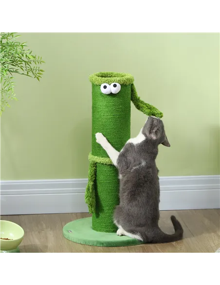 PawHut 63cm Cat Scratching Post for Indoor Cats, with Sisal Rope Cover, Large Base, Green