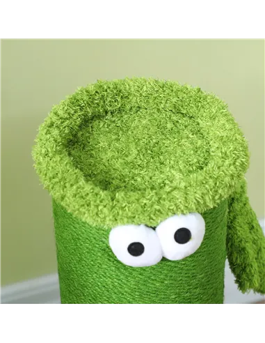 PawHut 63cm Cat Scratching Post for Indoor Cats, with Sisal Rope Cover, Large Base, Green