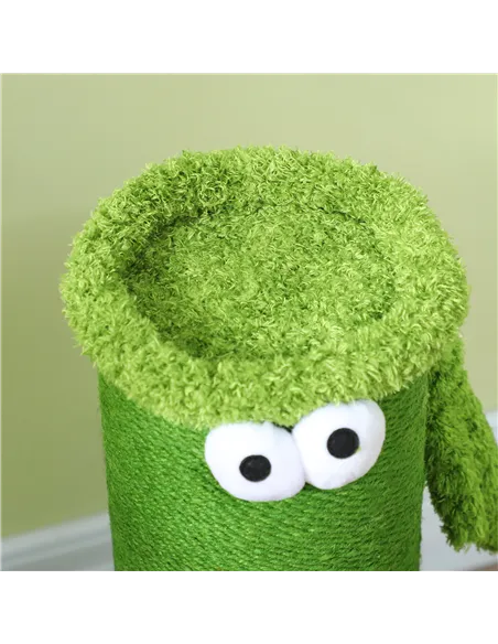 PawHut 63cm Cat Scratching Post for Indoor Cats, with Sisal Rope Cover, Large Base, Green