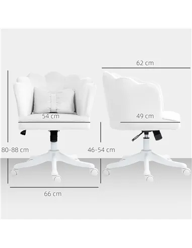 HOMCOM Velvet-Feel Petal Back Office Chair - White