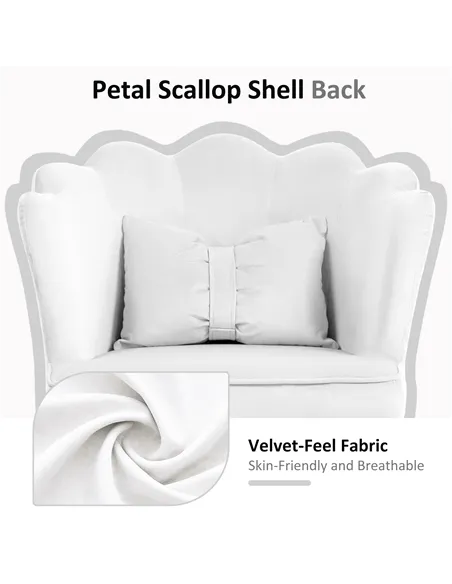 HOMCOM Velvet-Feel Petal Back Office Chair - White