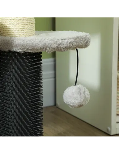 PawHut 2-in-1 Cat Tree, Pet Stairs w/ Scratching Post, Toy Balls, for Bed, Sofa, Couch, Light Grey