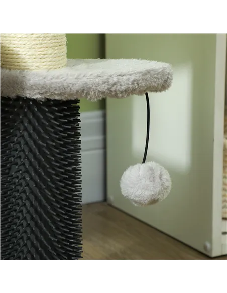 PawHut 2-in-1 Cat Tree, Pet Stairs w/ Scratching Post, Toy Balls, for Bed, Sofa, Couch, Light Grey
