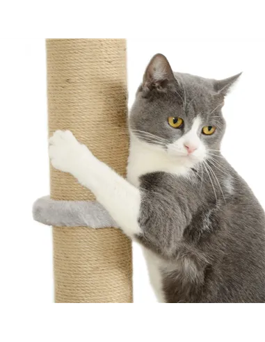 PawHut 4-Piece Cat Shelves w/ Scratching Post, Steps, Jumping Platform, Ladder, Toy Balls, for Indoor Cats, Light Grey