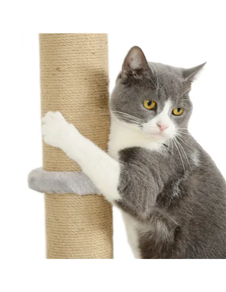 PawHut 4-Piece Cat Shelves w/ Scratching Post, Steps, Jumping Platform, Ladder, Toy Balls, for Indoor Cats, Light Grey