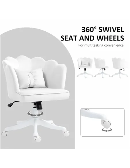 HOMCOM Velvet-Feel Petal Back Office Chair - White