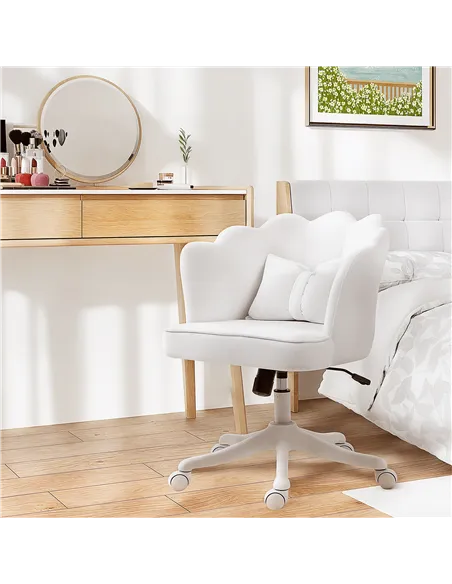 HOMCOM Velvet-Feel Petal Back Office Chair - White