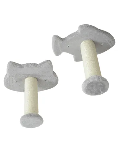 PawHut 4-Piece Cat Wall Shelves with Steps, Ladder, Jumping Platforms, Light Grey