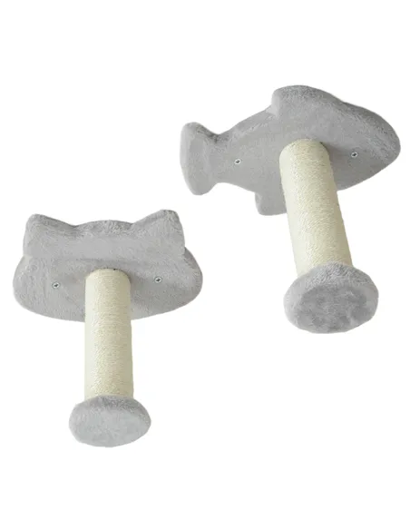 PawHut 4-Piece Cat Wall Shelves with Steps, Ladder, Jumping Platforms, Light Grey