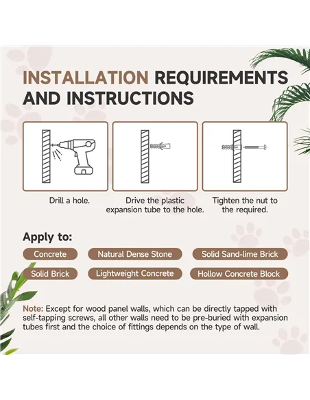 PawHut 3-Piece Cat Wall Furniture with Scratching Posts, Scratching Pads, Perches, Cat Wands, Toy Balls, Light Grey