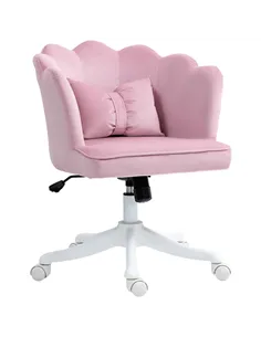 HOMCOM Velvet-Feel Petal Back Office Chair - Pink