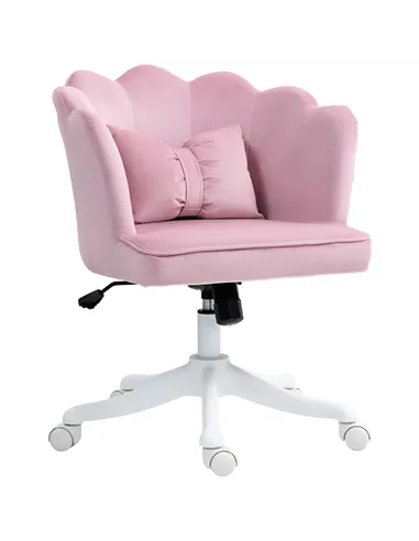 HOMCOM Velvet-Feel Petal Back Office Chair - Pink