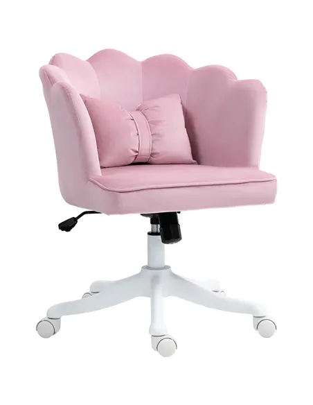 HOMCOM Velvet-Feel Petal Back Office Chair - Pink