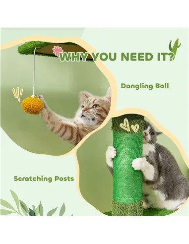 PawHut 230-275cm Floor-to-Ceiling Adjustable Cat Tree with Scratching Posts, Hammock