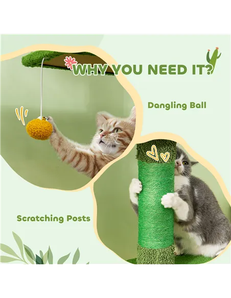 PawHut 230-275cm Floor-to-Ceiling Adjustable Cat Tree with Scratching Posts, Hammock