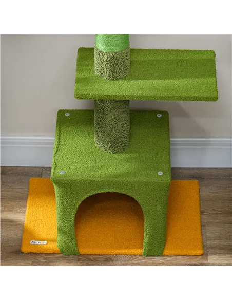 PawHut 230-275cm Floor-to-Ceiling Adjustable Cat Tree with Scratching Posts, Hammock