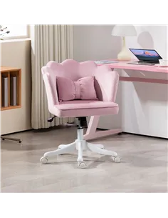 HOMCOM Velvet-Feel Petal Back Office Chair - Pink 2