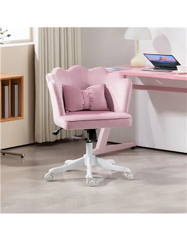HOMCOM Velvet-Feel Petal Back Office Chair - Pink