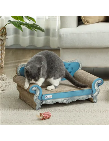 PawHut 2-in-1 Cat Scratcher with Catnip for Indoor Cats, Light Blue
