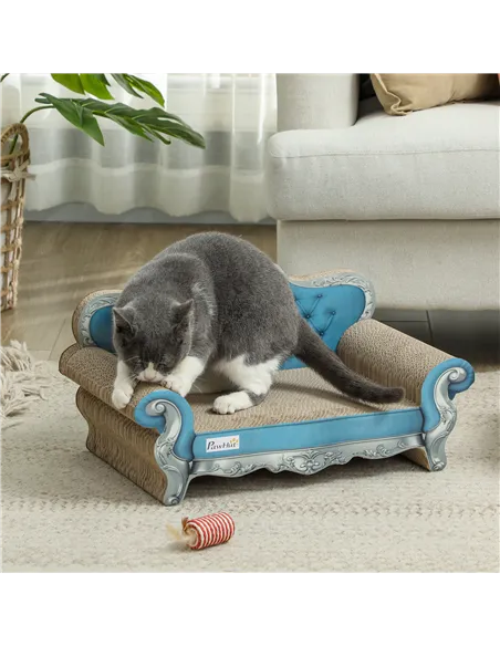 PawHut 2-in-1 Cat Scratcher with Catnip for Indoor Cats, Light Blue