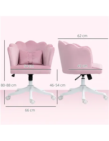 HOMCOM Velvet-Feel Petal Back Office Chair - Pink