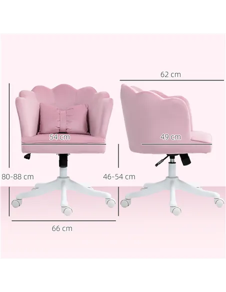 HOMCOM Velvet-Feel Petal Back Office Chair - Pink