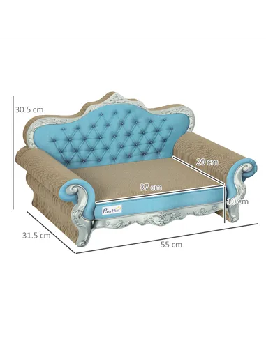 PawHut 2-in-1 Cat Scratcher with Catnip for Indoor Cats, Light Blue