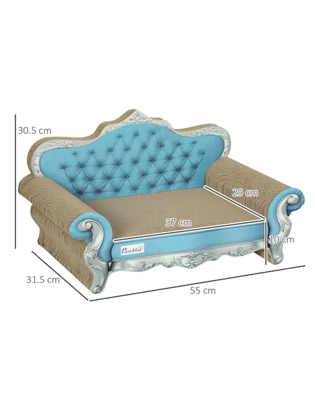 PawHut 2-in-1 Cat Scratcher with Catnip for Indoor Cats, Light Blue