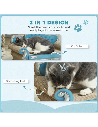 PawHut 2-in-1 Cat Scratcher with Catnip for Indoor Cats, Light Blue