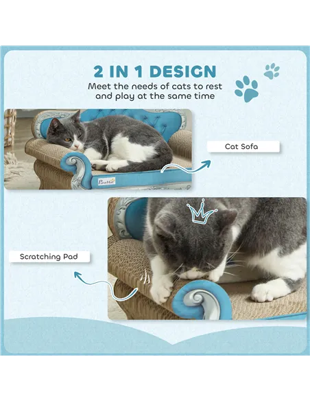 PawHut 2-in-1 Cat Scratcher with Catnip for Indoor Cats, Light Blue