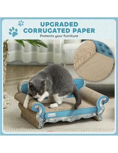PawHut 2-in-1 Cat Scratcher with Catnip for Indoor Cats, Light Blue