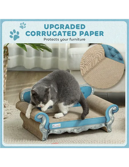 PawHut 2-in-1 Cat Scratcher with Catnip for Indoor Cats, Light Blue