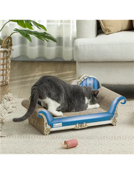 PawHut 2-in-1 Cat Scratching Board with Catnip for Indoor Cats, 26.5 x 57 x 26.5cm, Blue