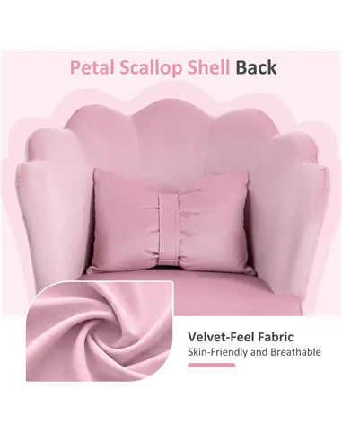 HOMCOM Velvet-Feel Petal Back Office Chair - Pink