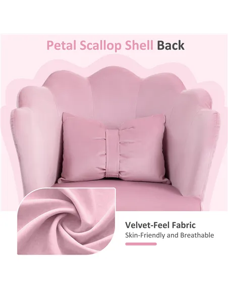 HOMCOM Velvet-Feel Petal Back Office Chair - Pink
