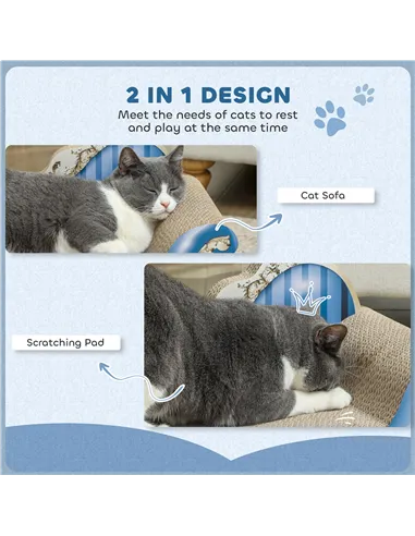 PawHut 2-in-1 Cat Scratching Board with Catnip for Indoor Cats, 26.5 x 57 x 26.5cm, Blue
