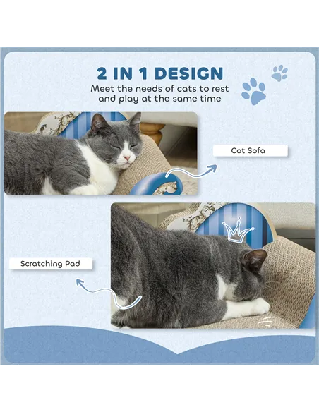 PawHut 2-in-1 Cat Scratching Board with Catnip for Indoor Cats, 26.5 x 57 x 26.5cm, Blue