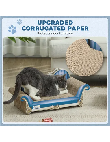 PawHut 2-in-1 Cat Scratching Board with Catnip for Indoor Cats, 26.5 x 57 x 26.5cm, Blue