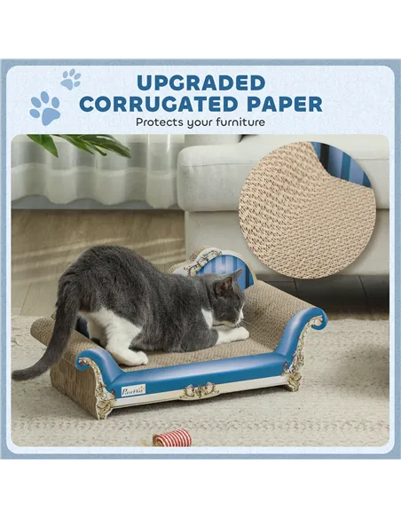 PawHut 2-in-1 Cat Scratching Board with Catnip for Indoor Cats, 26.5 x 57 x 26.5cm, Blue